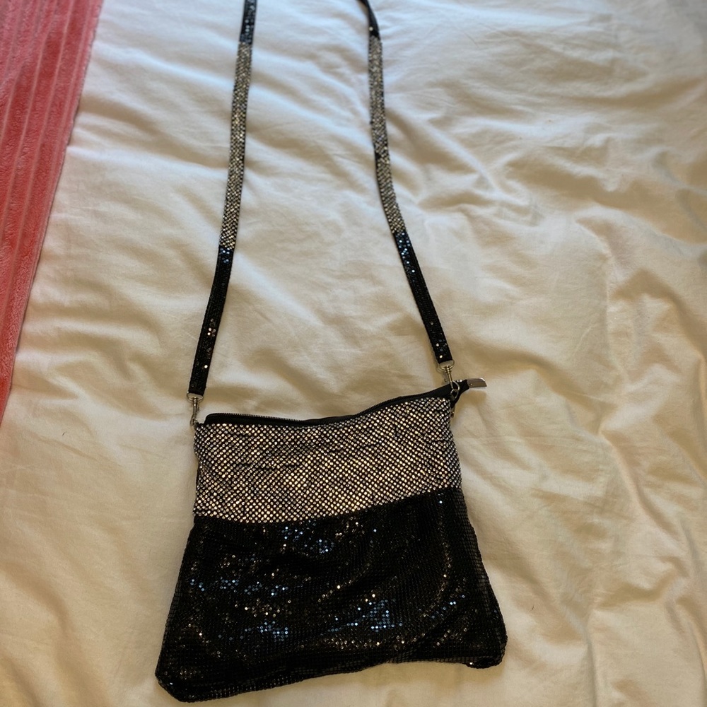 BEBE Black and Silver Sequenced crossbody bag